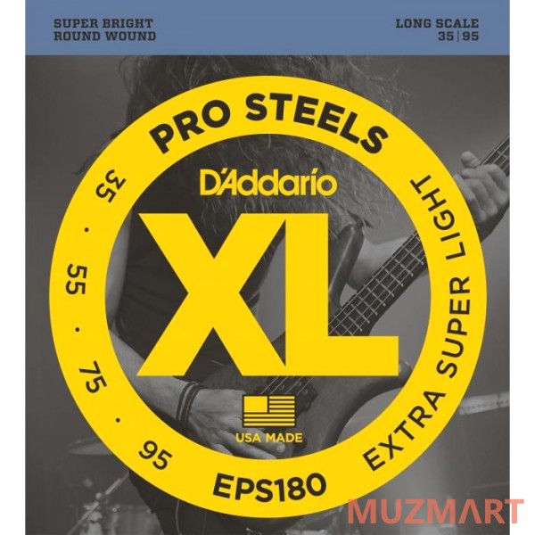 D'Addario EPS180 PROSTEELS BASS EXTRA SUPER LIGHT 35-95 Струны для бас-гитары