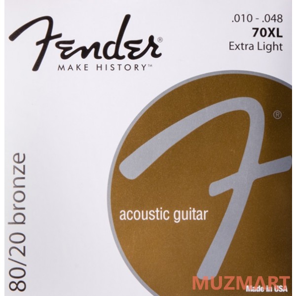 Fender STRINGS NEW ACOUSTIC 70XL 80/20 BRNZ BALL END 10-48 Струны для акустической гитары
