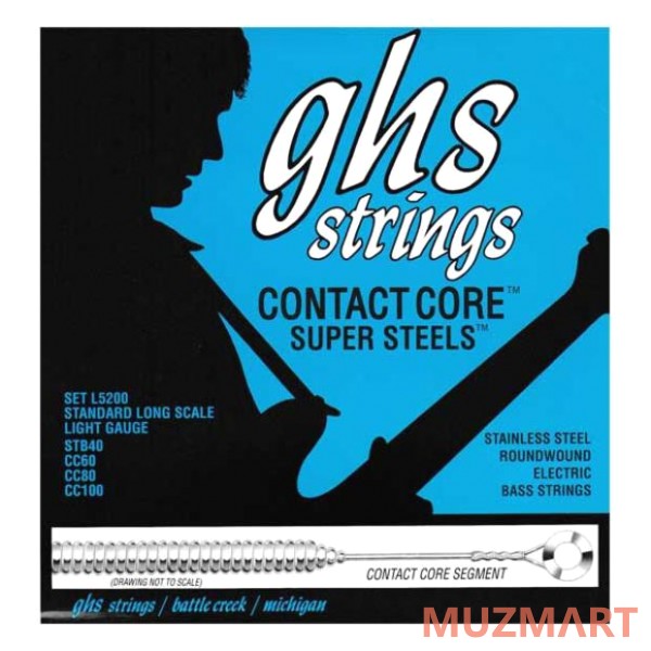 GHS STRINGS L5200 SUPERSTEEL Струн для бас-гитары, 040-100