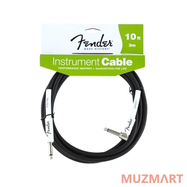 Fender 10` ANGLE INSTRUMENT CABLE BLACK Инструментальный кабель Jack-Jack, 3м