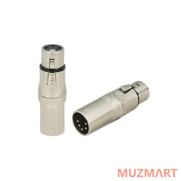 Roxtone RA5XM3XF Переходник с 5-контактного XLR папа на 3-контактный XLR мама