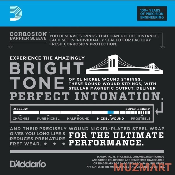 D'Addario EXL110-10P Regular Light Струны для электрогитары (набор из 10 комплектов)