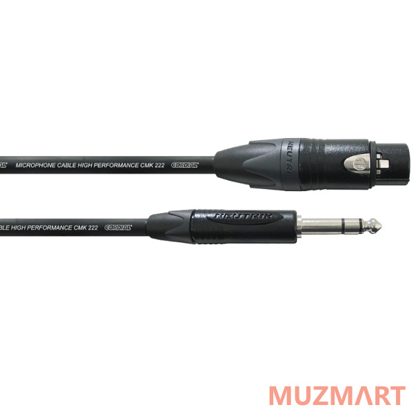 Cordial CPM 2,5 FV Микрофонный кабель XLR female/джек стерео 6,3 мм