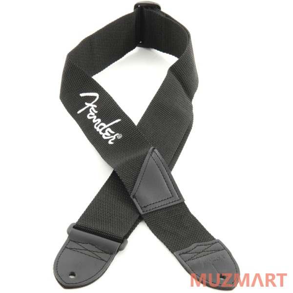 Fender BLACK STRAP/WHITE LOGO Ремень для гитары