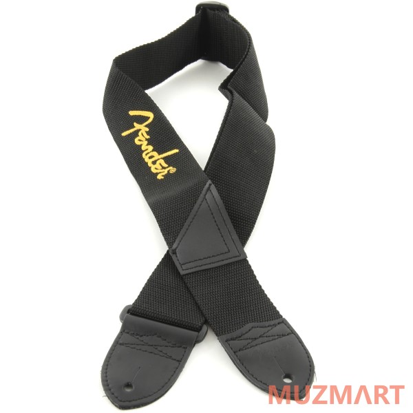 Fender BLACK STRAP/YELLOW LOGO Ремень для гитары