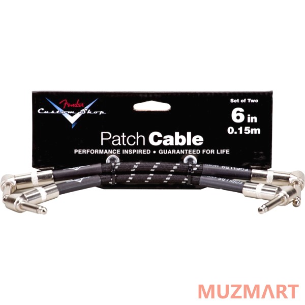 Fender CUSTOM SHOP 6'' PATCH CABLE 2 PACK BLACK TWEED Коммутационный кабель Jack-Jack, 0,15м
