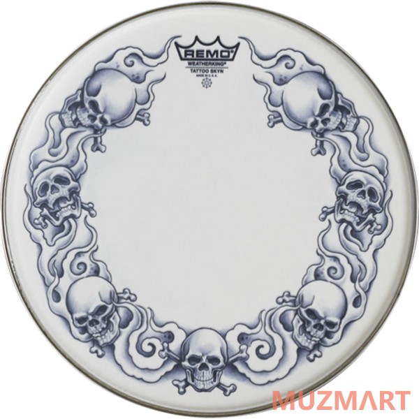 Remo Batter, 14' Diameter, 'B&W Skulls' Graphic Однослойный матовый пластик 14"