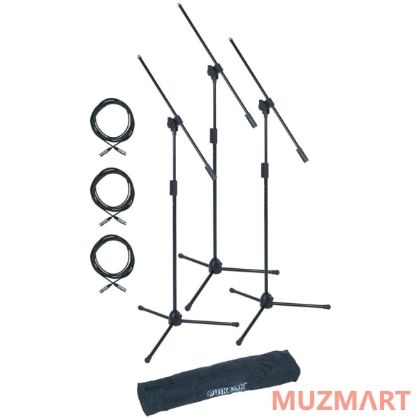 Quik Lok A302Pack EU Набор из 3х микрофонных стоек A302, 3х кабелей XLR-XLR длиной 5 м и чехла