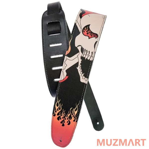 Planet Waves 25LHR03 Кожаный гитарный ремень, Flaming Skull