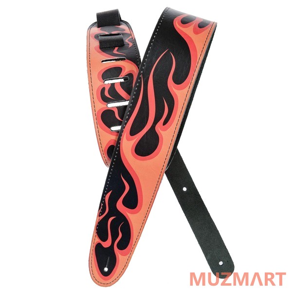 Planet Waves 25LHR04 Кожаный гитарный ремень,  рисунок Языки пламени