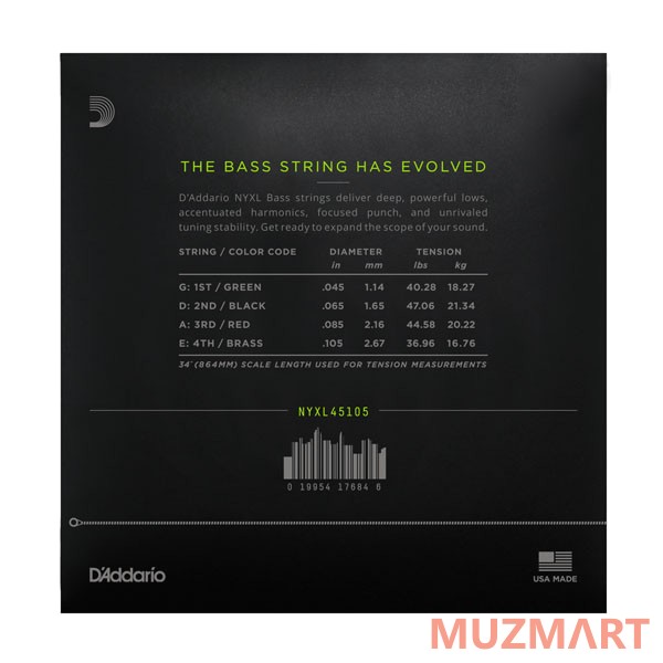 D'Addario NYXL45105 Струны для бас-гитары