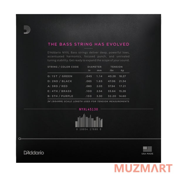 D'Addario NYXL45130 Струны для бас-гитары