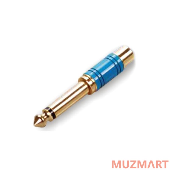 Roxtone RA065 Blue Переходник Jack 6,3 мм моно - RCA "мама"