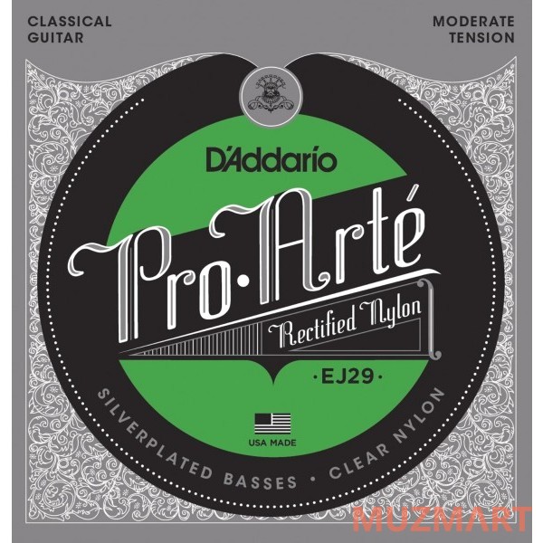 D'Addario EJ-29 Moderate Струны для классической гитары, серебряная обмотка