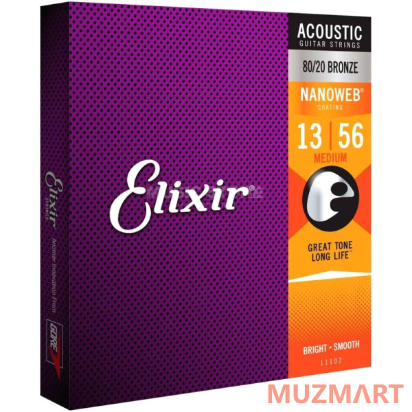 Elixir 11102 Nanoweb ANTI-RUST Medium Струны для акустической гитары
