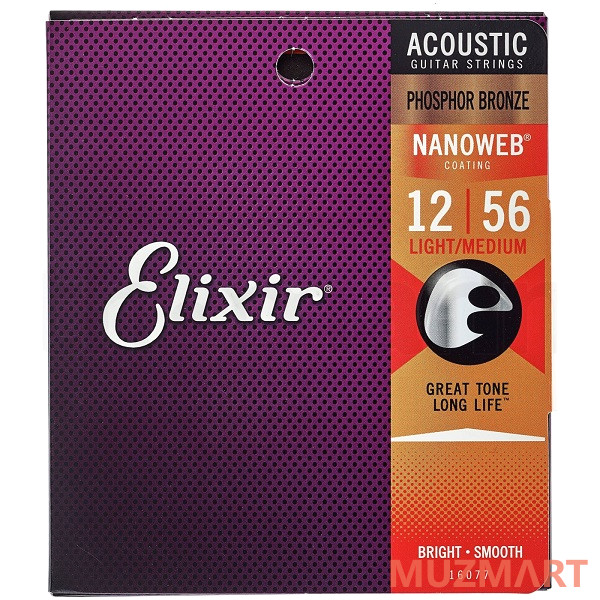 Elixir 16077  Nanoweb LIGHT-MEDIUM Струны для акустической гитары