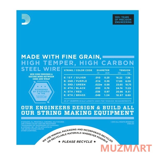 D'Addario EJ20 Jazz Extra Light Струны для электрогитары 10-49