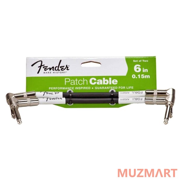 Fender 6'' PATCH CABLE 2 PACK BLACK Коммутационный кабель 1/4 Jack х 2 (mono, угловой-угловой)