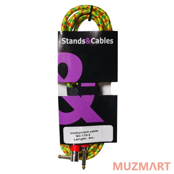 Stands&Cables GC-110-3 Инструментальный кабель Jack моно / Jack моно угловой, 3м