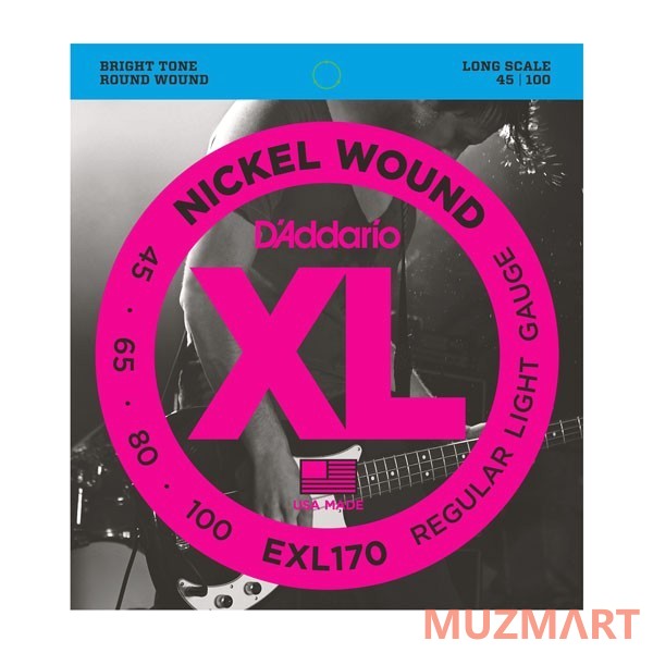 D'Addario EXL170 Regular Light Струны для 4-х струнной бас гитары