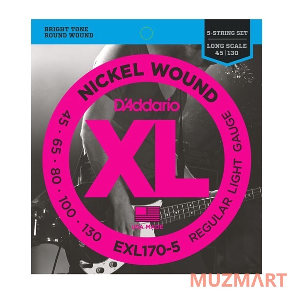 D'Addario EXL170-5 Regular Light Струны для 5-ти струнной бас гитары