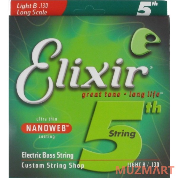 Elixir 15430 Nanoweb Light B Одиночная 5-я струна для бас гитары