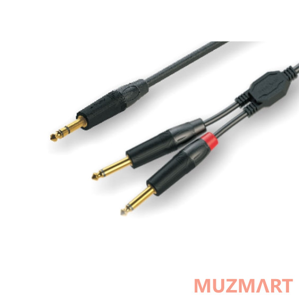 Roxtone GPTC130/2 Аудио-кабель 6,3 mm stereo Jack -2x6,3 mm mono Jack, 2 м