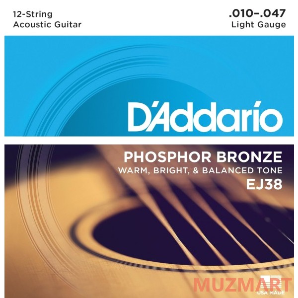 D'Addario EJ38 Light Струны для 12-ти струнной гитары
