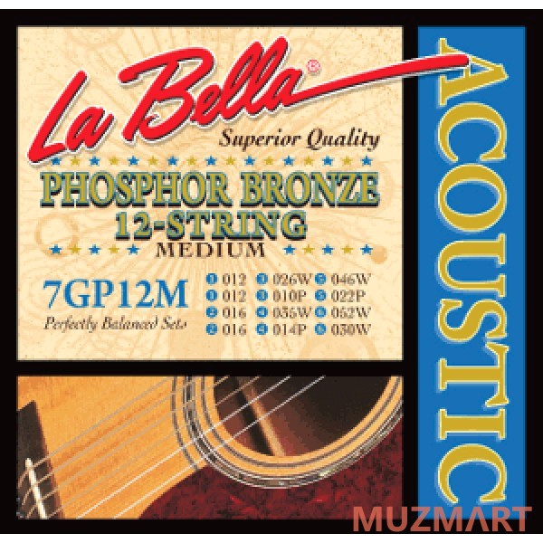 La Bella 7GP-12M Medium Струны для 12-ти струнной гитары