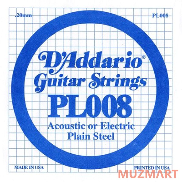 D'Addario PL008 Одиночная струна для акустической и электрогитары