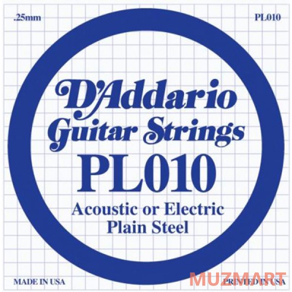 D'Addario PL010 Одиночная струна для акустической и электрогитары
