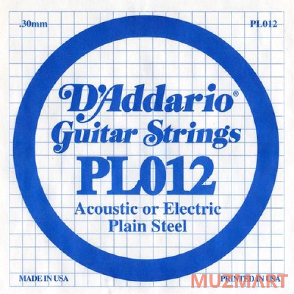 D'Addario PL012 Одиночная струна для акустической и электрогитары