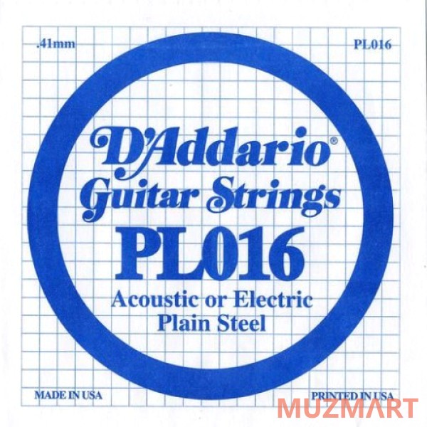 D'Addario PL016 Одиночная струна для акустической и электрогитары