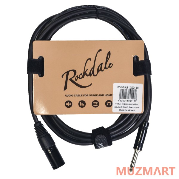 Rockdale XJ001-3M Микрофонный кабель XLR male X stereo jack male, 3 м