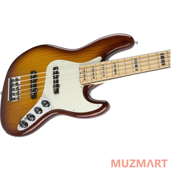 Fender American Elite Jazz Bass® V Ash, Maple Fingerboard, Tobacco Sunburst Бас-гитара 5-ти струнная