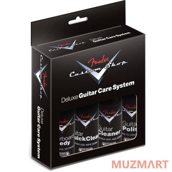Fender ® CUSTOM SHOP DELUXE GUITAR CARE SYSTEM, 4 PACK, BLACK Набор из 4-х средств по уходу за гитарой