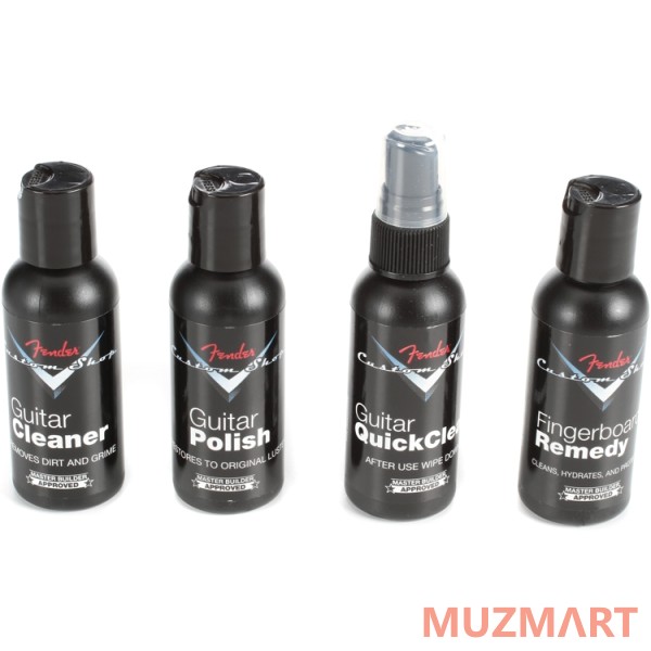 Fender ® CUSTOM SHOP DELUXE GUITAR CARE SYSTEM, 4 PACK, BLACK Набор из 4-х средств по уходу за гитарой