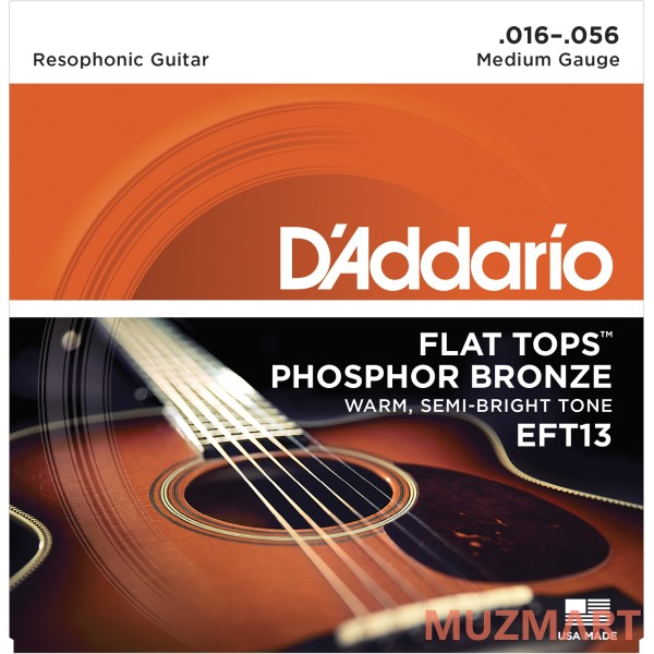 D'Addario EFT13 Струны для резонаторной гитары с плоской обмоткой 16-56