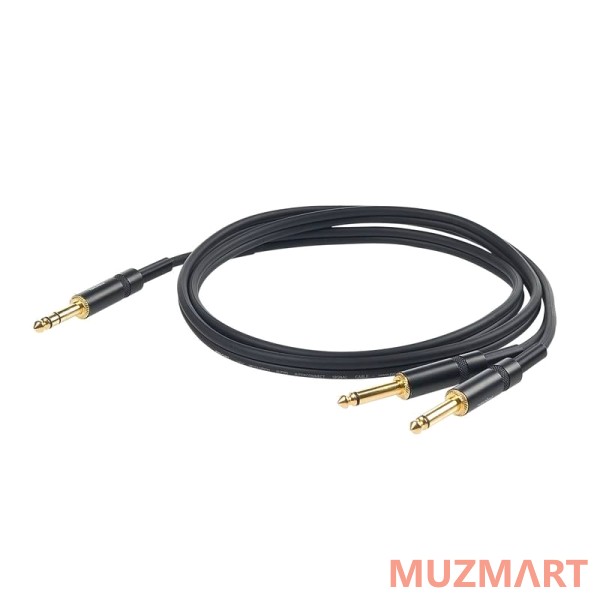 Proel CHLP210LU15 Инсертный кабель, 6.3 джек стерео <-> 2 х 6.3 джек моно, 1,5м