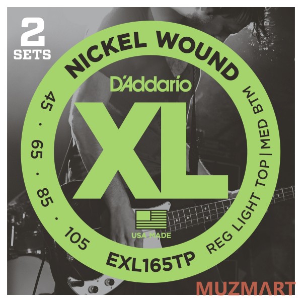 D'Addario EXL165TP Струны для 4-струнной бас-гитары, 2 комплекта