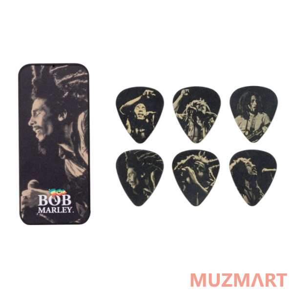 Dunlop BOB-PT08M Bob Marley Gold Медиаторы 6шт, средние, в коробочке