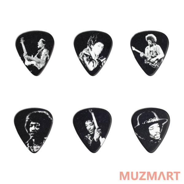 Dunlop JH-PT06M Jimi Hendrix Silver Portrait Медиаторы 12шт, средние, в коробочке