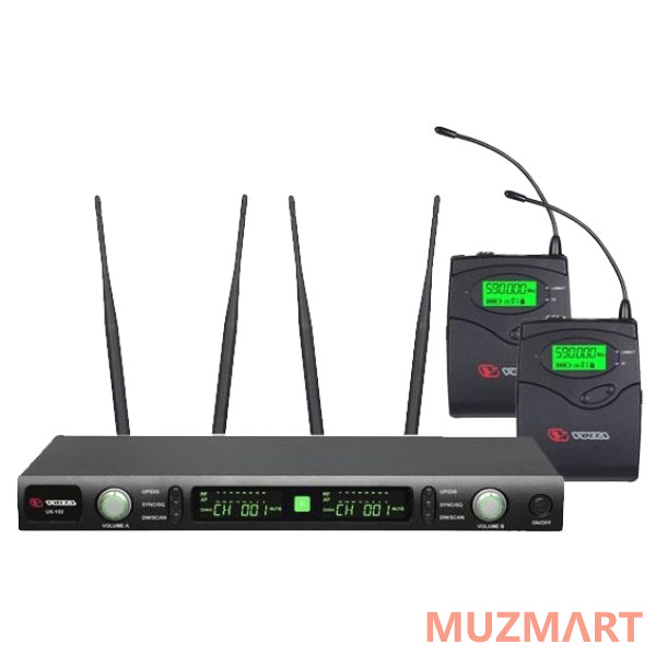 Volta US-102H 600-636MHZ with aluminuim case Микрофонная 100-канальная радиосистема с 2 головными микрофонами
