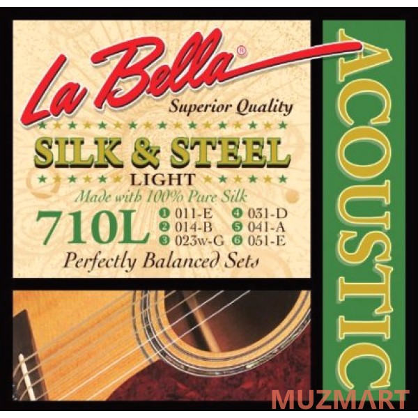 La Bella 710L Струны для акустической гитары, серия Silk & Steel