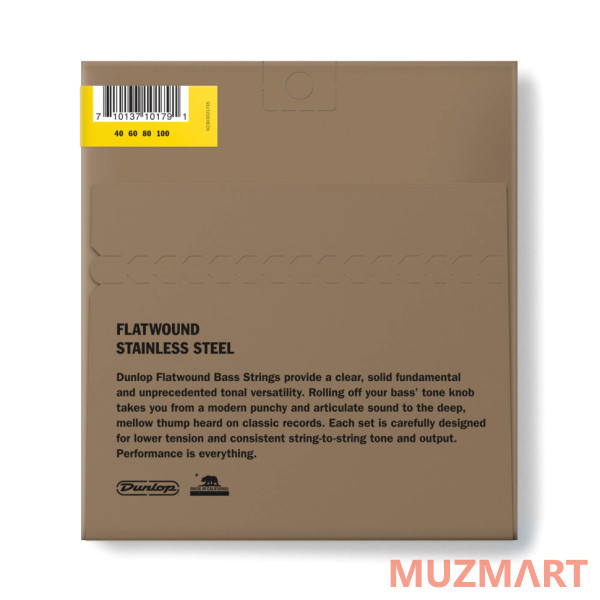 Dunlop DBFS40100 Flatwound Stainless Steel Long Scale Струны для бас-гитары